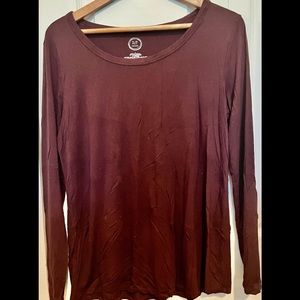 LS maroon slightly scoop shirt
